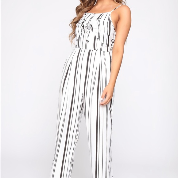 Fashion Nova Pants - Fashion Nova Striped Jumpsuit